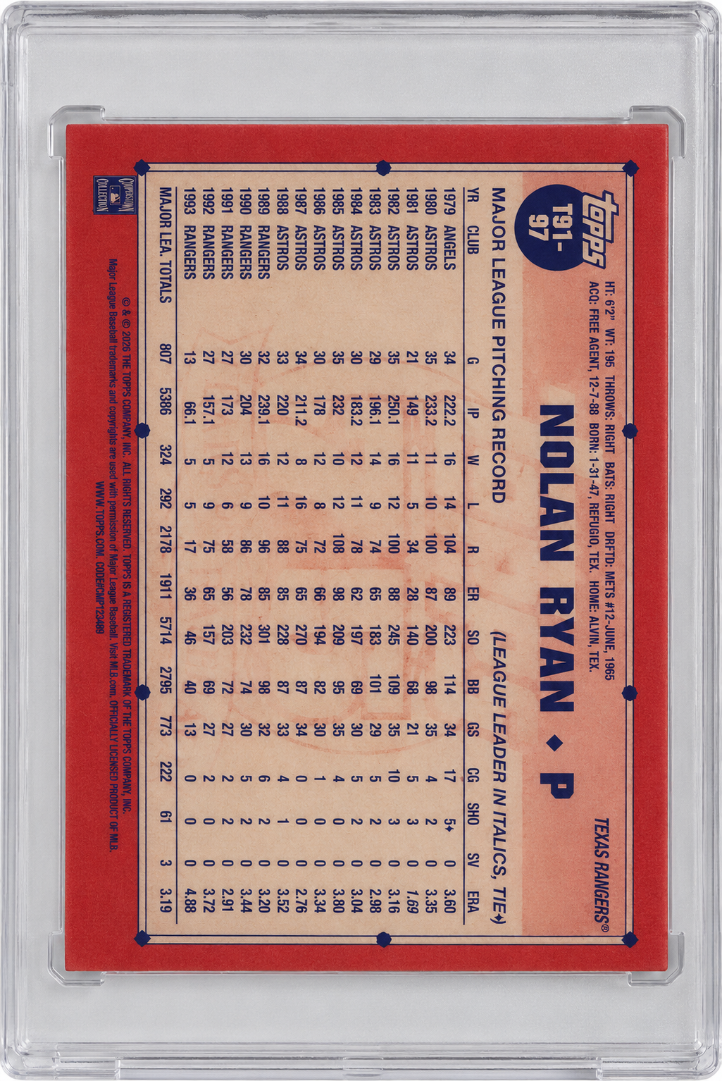 2026 Topps Baseball 75 Years of Topps Nolan Ryan Japan Koi Fish Black #T91-97 /10