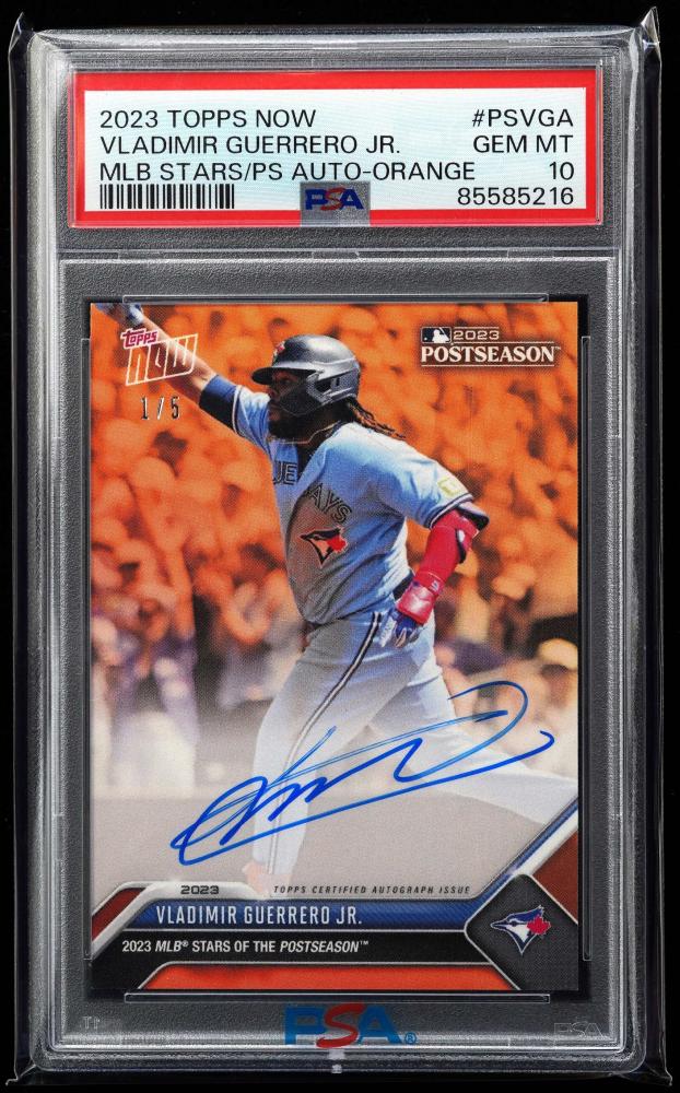 Vladimir Guerrero Jr. 2023 Topps Now Auto /5 PSA 10 Orange Parallel #1/5 – MLB Postseason Stars