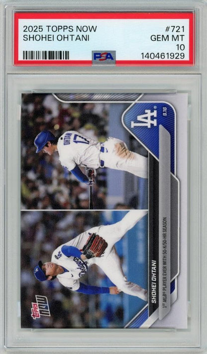 Shohei Ohtani 2025 Topps Now #721 PSA 10 50 HR / 50 SB Season – Historic MLB Milestone