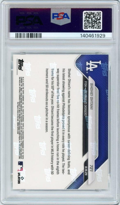 Shohei Ohtani 2025 Topps Now #721 PSA 10 50 HR / 50 SB Season – Historic MLB Milestone
