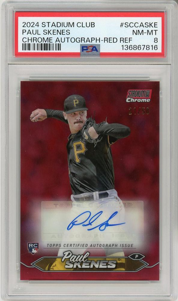 Paul Skenes 2024 Topps Stadium Club Chrome RC Auto /50 Rookie Autograph #21/50 – Pirates Top Prospect