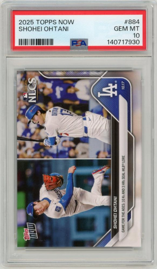 2025 Topps Now #884 Shohei Ohtani PSA 10 Gem Mint | 10 Strikeouts & 3 Home Runs | Historic Two-Way Game | Dodgers