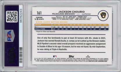 2024 Topps Chrome Jackson Chourio RC Magenta Speckle Refractor /350 PSA 10 Gem Mint #161