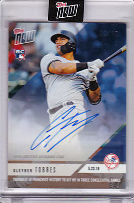 2018 Topps Now #242C Gleyber Torres On-Card Autograph Rookie Card /49 – Serial Numbered 39/49