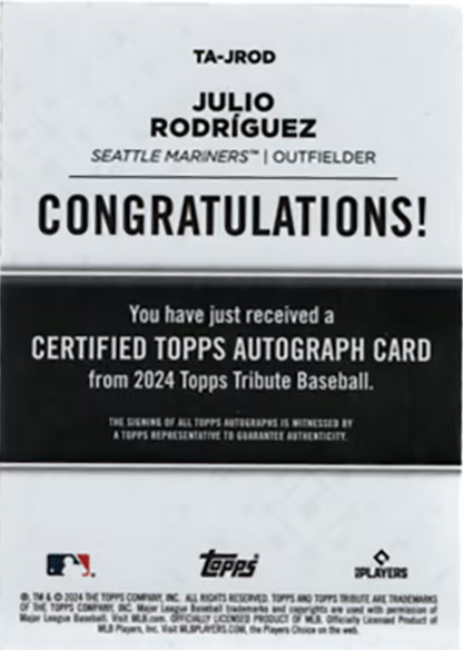 2024 Topps Tribute Julio Rodríguez Autograph /50 – Serial Numbered 20/50