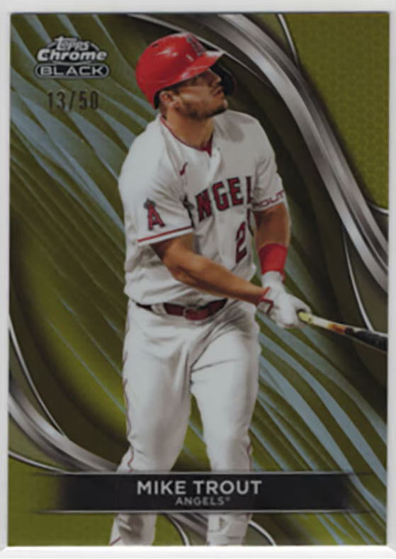 2024 Topps Chrome Black Mike Trout Refractor /50 – Serial Numbered 13/50