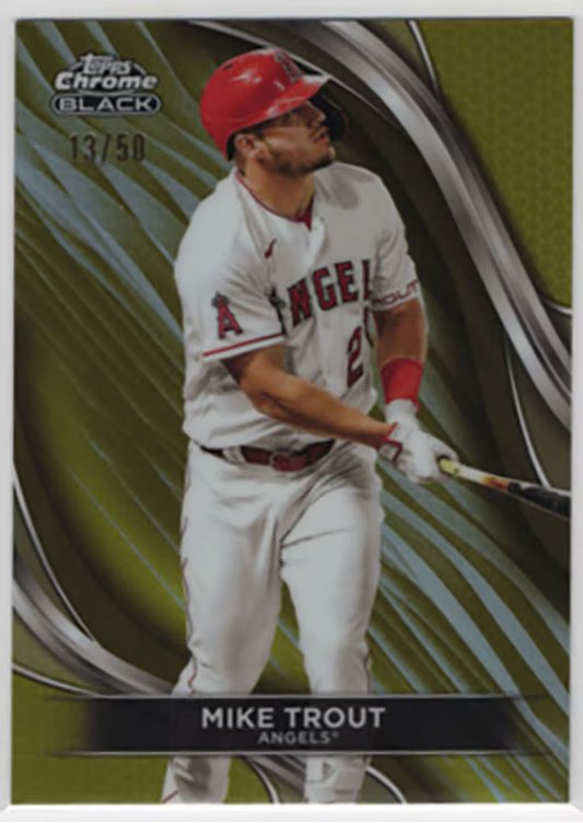 2024 Topps Chrome Black Mike Trout Refractor /50 – Serial Numbered 13/50