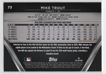 2024 Topps Chrome Black Mike Trout Refractor /50 – Serial Numbered 13/50