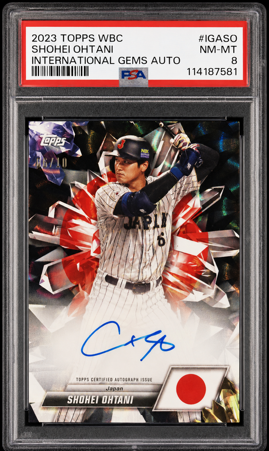2023 Topps World Baseball Classic International Gems Autographs #IGASO Shohei Ohtani Auto /10 – PSA 8 NM-MT