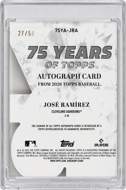 2026 Topps Baseball 75 Years of Topps Autograph Gold Parallel #75YA-JRA José Ramírez Auto /50